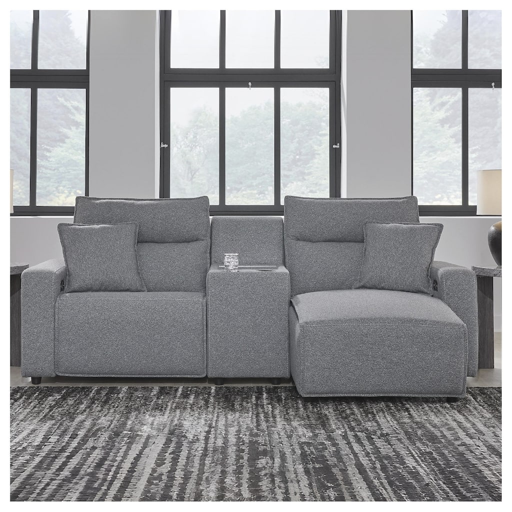 Signature Design by Ashley Modmax Gray 3-Piece Power Reclining Sectional with Chaise - 100" W x 63" D x 41" H