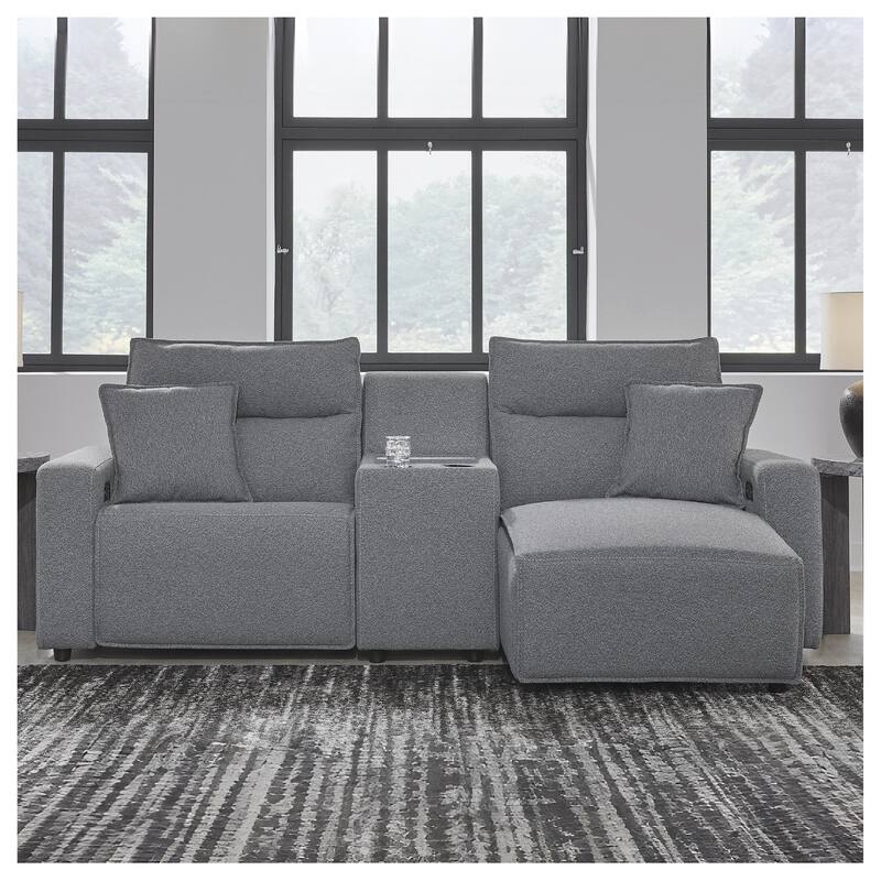 Signature Design by Ashley Modmax Gray 3-Piece Power Reclining Sectional with Chaise - 100" W x 63" D x 41" H - Gray - Right Facing
