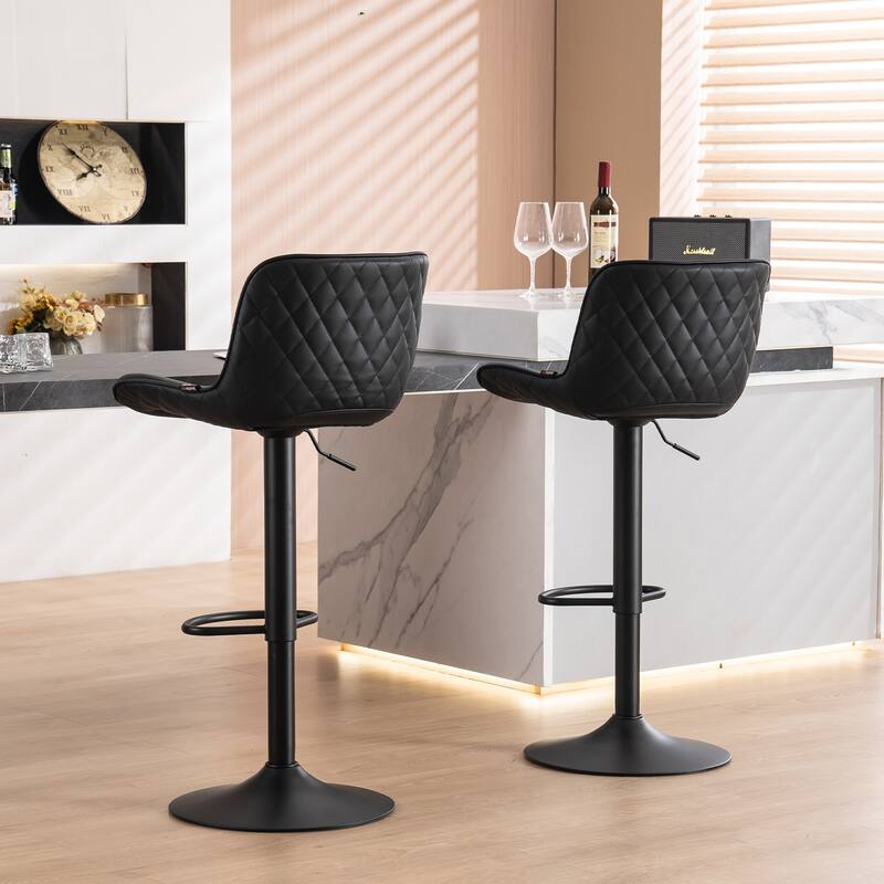 Bar Stools Set of 2 Counter Height Adjustable with Backrest Bar Chairs for Kitchen Island