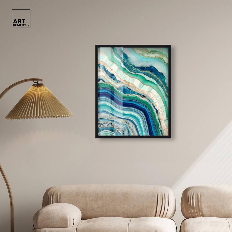 Blue Green Abstract Agate II Shadowbox by Art Remedy