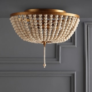 Allie Wood Beaded/Metal LED Flush Mount, by JONATHAN Y