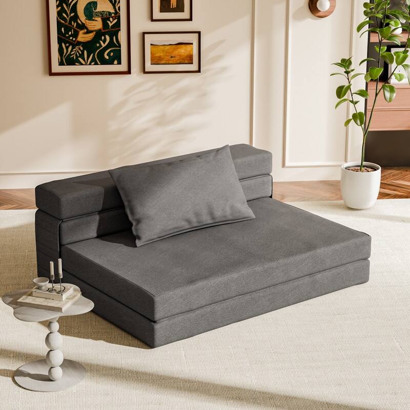 Folding Sofa Bed, Convertible Sleeper Chair with Pilow Foldable Matress, Comfy Floor Sofa Lounge for Living Room, Apartment