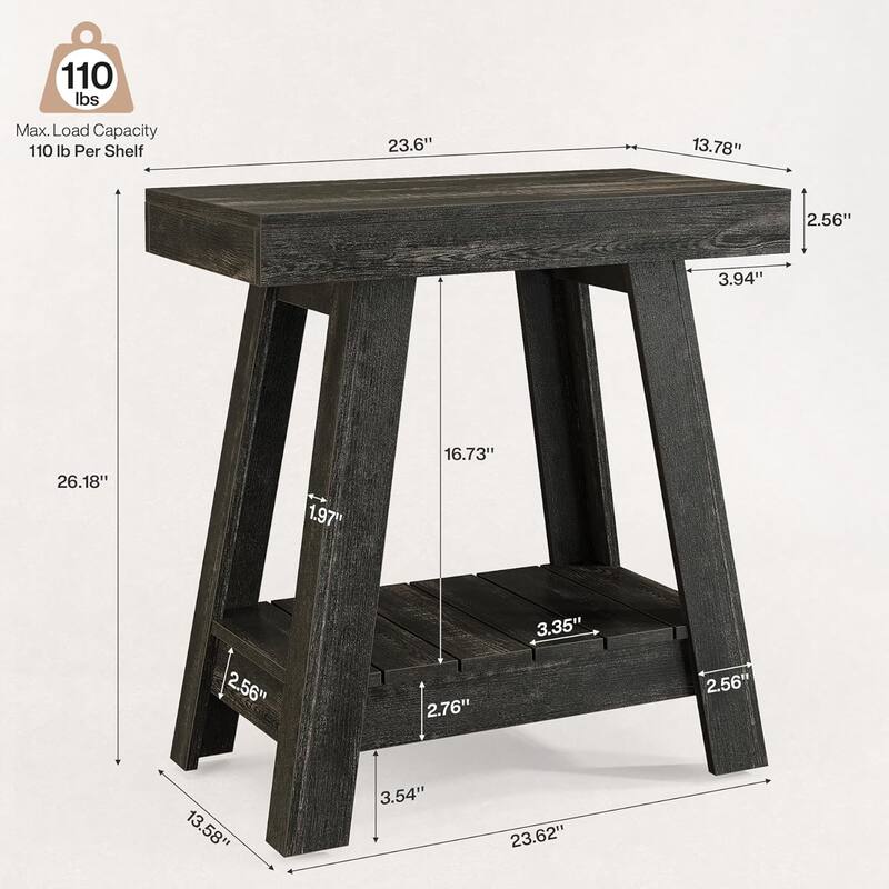2-Tier End Table, Farmhouse Small Sofa Side Table