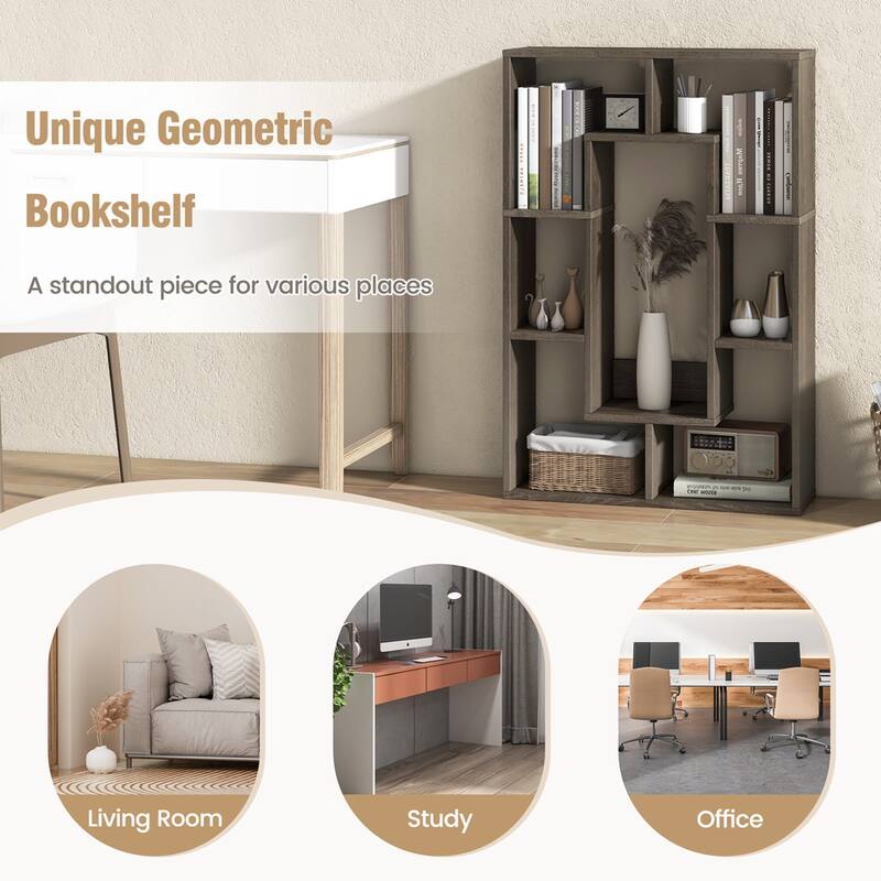 Costway 2 PCS 7-Cube Geometric Bookshelf with Anti-Toppling Device - See Details