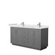 preview thumbnail 108 of 114, Miranda Double Vanity Set, Cultured Marble Top, No Mirror 66-Inch Double - Dark Gray, Nickel Trim, White Cultured Marble Top