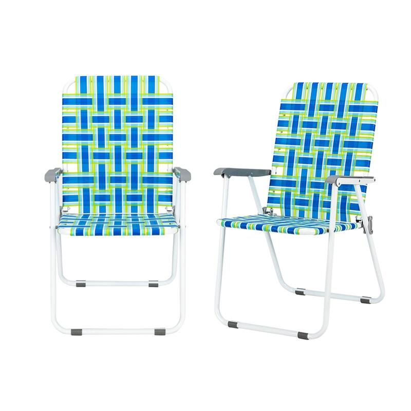 2 pcs Steel Tube Folding Beach Chair Bearing 120kg