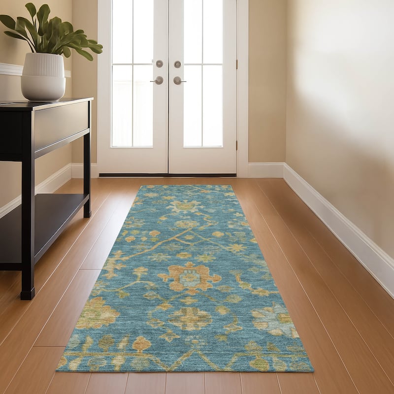 Premium Washable Super Soft Farmhouse Traditional Mayfield Rug - Teal - 2'3" x 7'6"