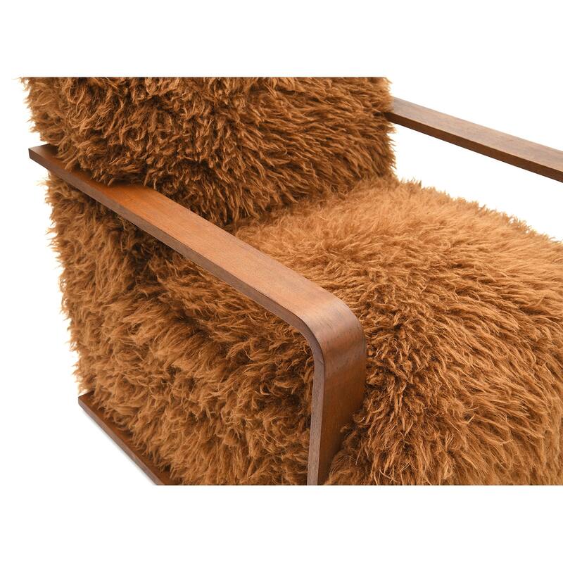 Contemporary Style 1pc Accent Chair Retro Inspired Curves Wooden Arms Tight Seat And Back Primary Living Room