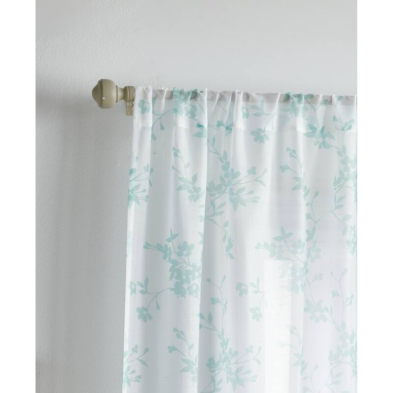 Martha Stewart Bellefield Floral Sheer Rod Pocket Curtain Panel Pair