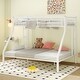 preview thumbnail 3 of 8, White Twin XL over Queen Size Metal Bunk Bed with Ladder, Fence and Guardrails for Kids, Boys and Girls, Bedroom
