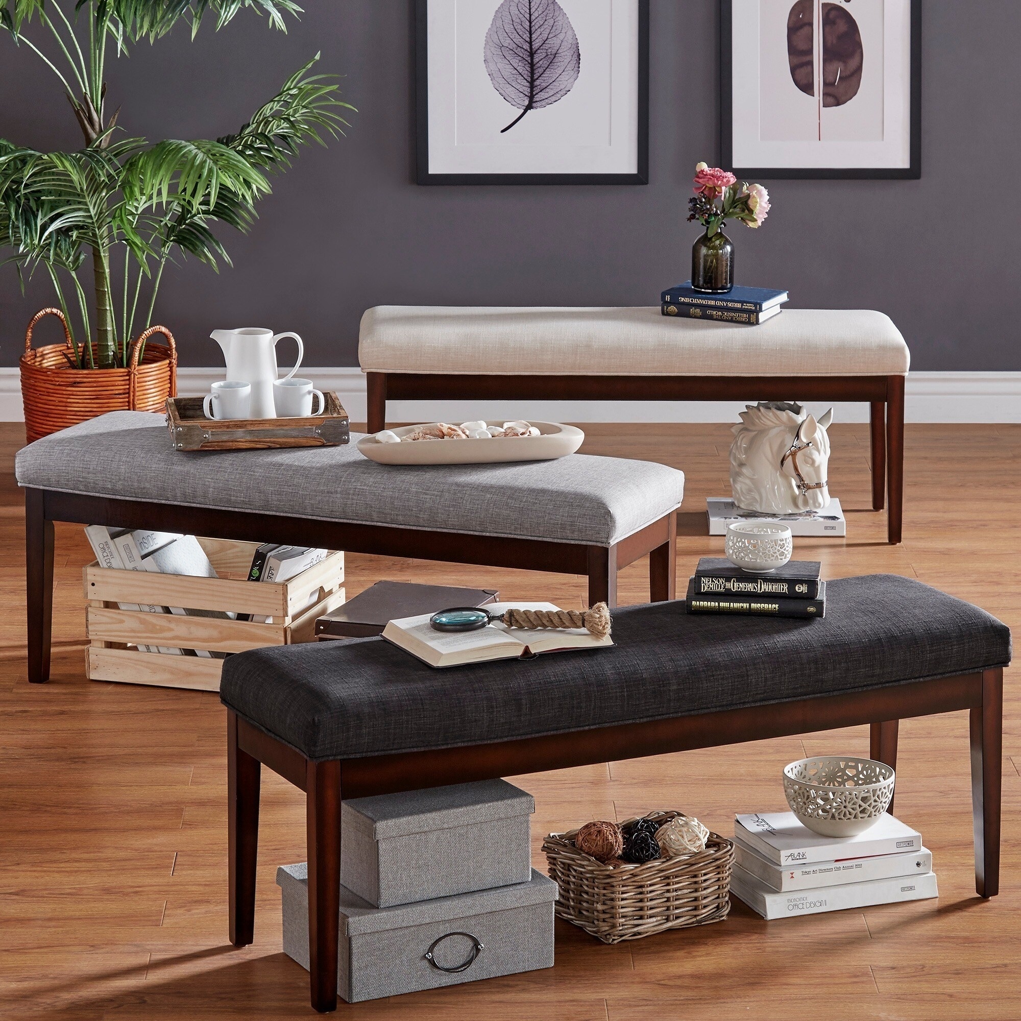 iNSPIRE Q Bold Hawthorne Upholstered Espresso Finish Bench