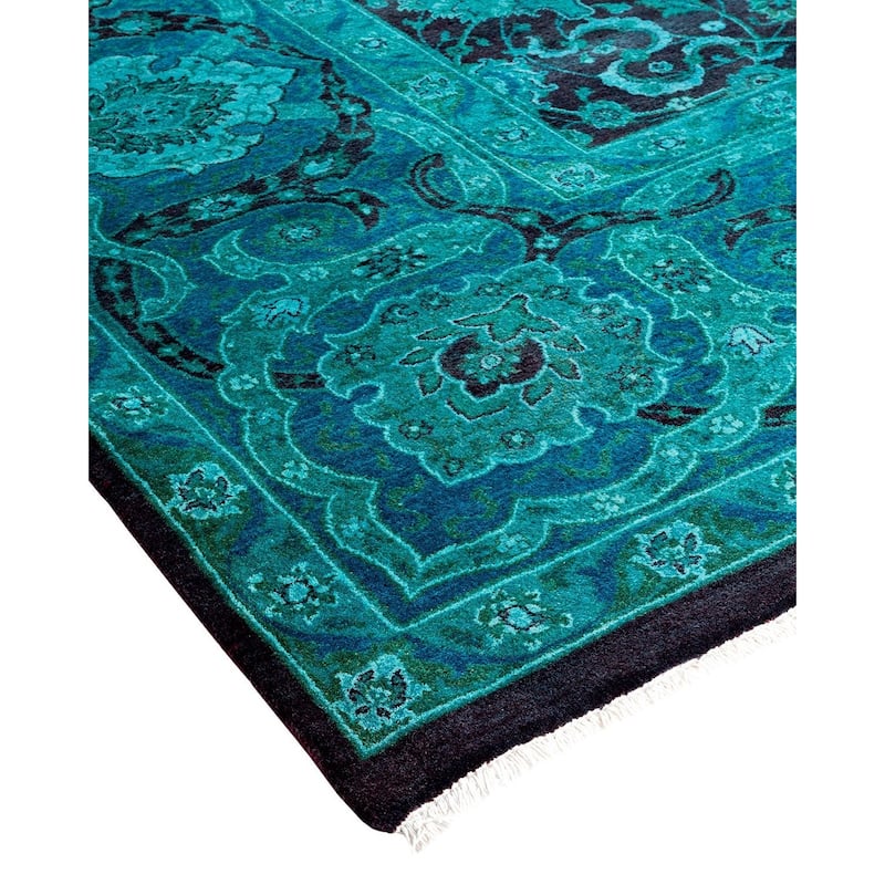 Fine Vibrance, One-of-a-Kind Hand-Knotted Area Rug - Green, 9' 3" x 12' 2" - 9' 3" x 12' 2"