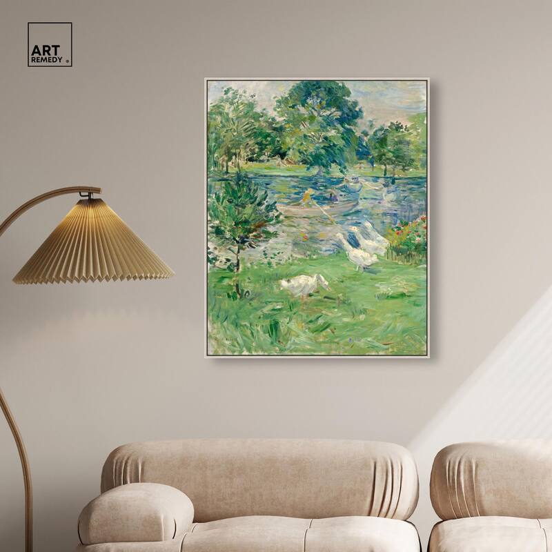 Morisot Girl in Boat with Geese Canvas by Art Remedy