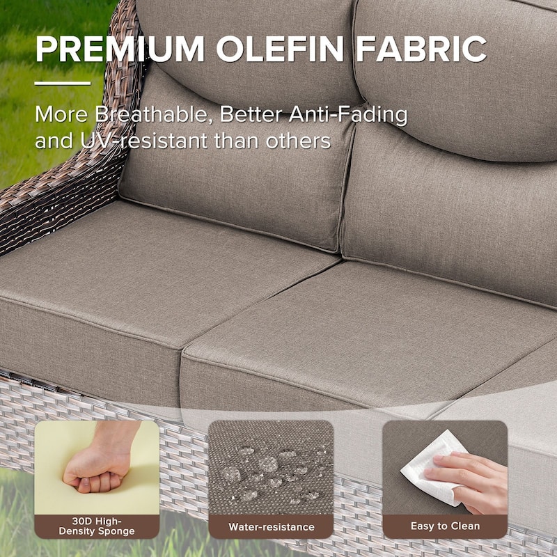 Gymojoy 72'' 3-Seat Outdoor Durable Sofa with 6-Inch Ultra-Plush Cushions & Water-Resistant Olefin Fabric