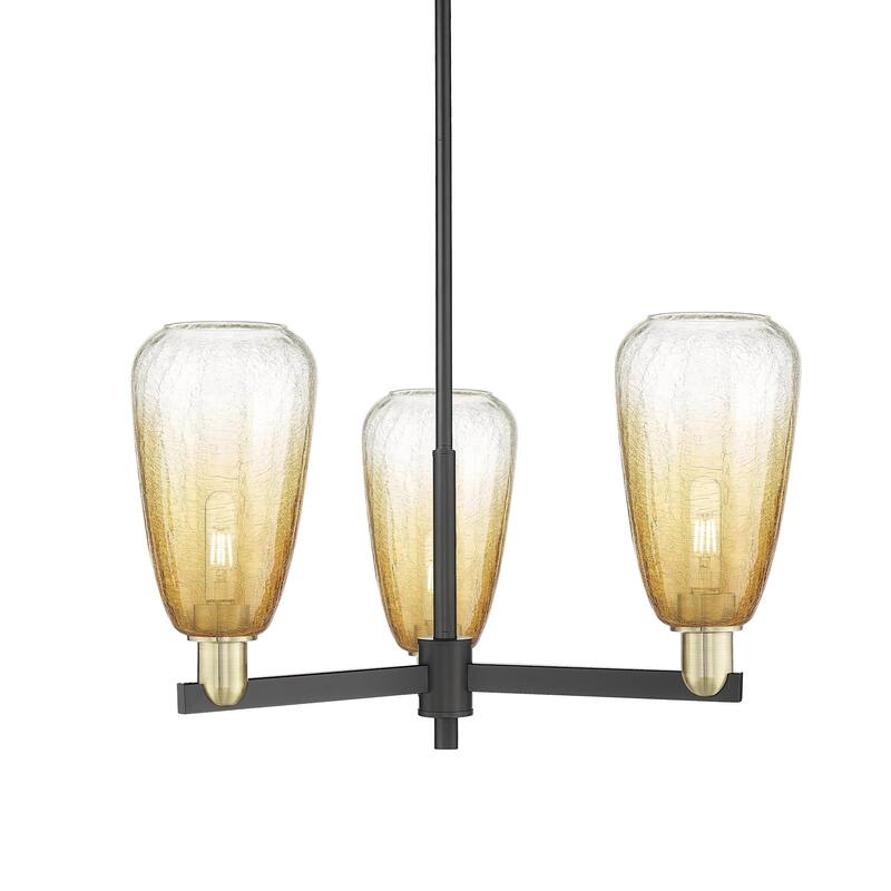 Innovations Lighting 716-3CR-9-18 Brookhaven Almond Chandelier - Black Antique Brass / Amber