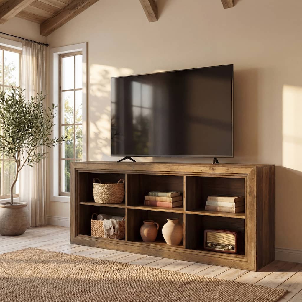 TV Stand For Tvs Up To 65",6-Tier Open Modern TV Stand Retro Industrial Entertainment Center for 32-65 Inch TVs