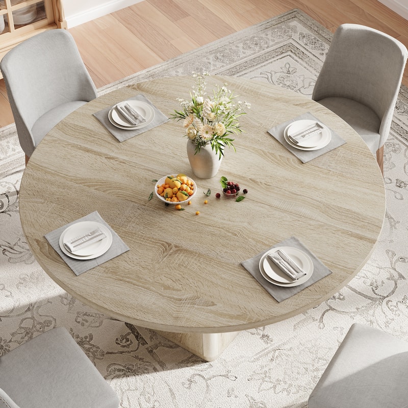 30"H Round Wood Dining Table Pedestal Kitchen Table for 6 - 47“