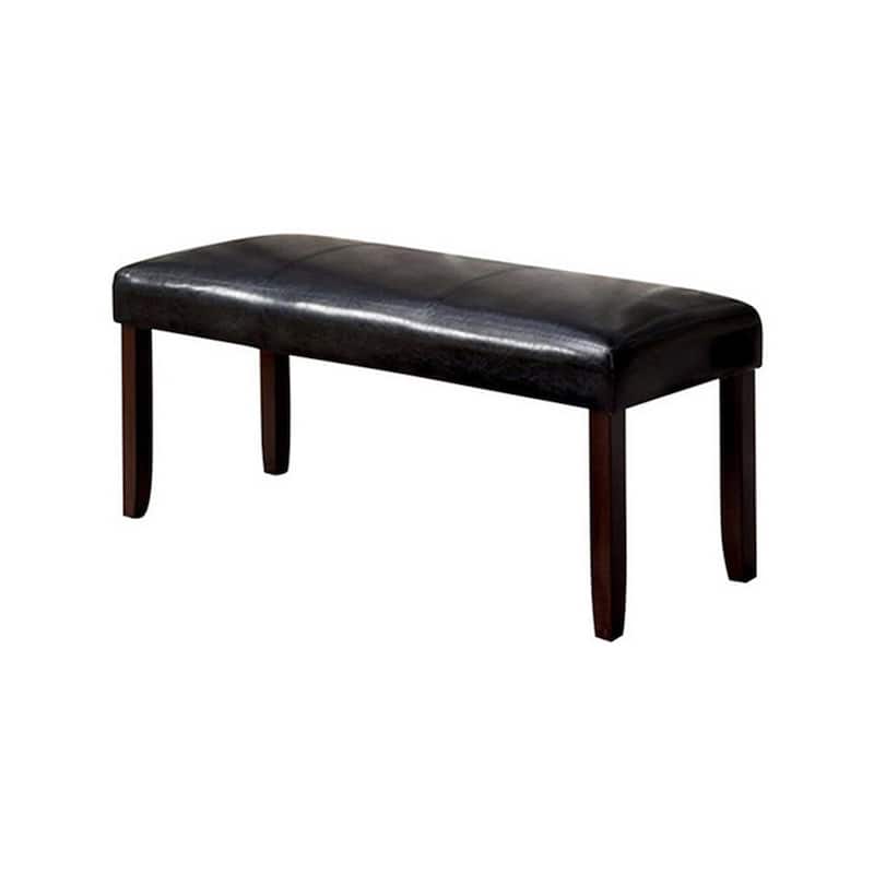 Oliver 46 Inch Bench, Leather Upholstery, Wood Frame, Soft Cushion, Black
