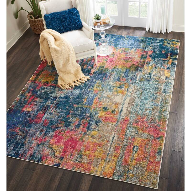 Nourison Celestial Abstract Area Rug - 6'7" x 9'7" - Blue/Yellow - Runner/Rectangle