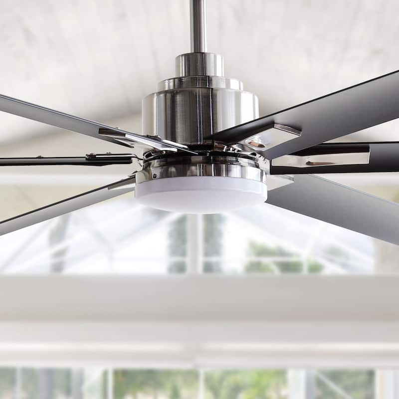 72-in Black Aluminum 6-Blade Large Ceiling Fans with Lights and Remote