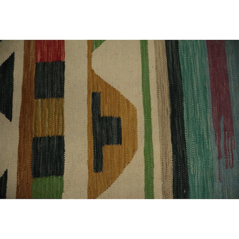 Hand Woven Oriental 100% Wool Carpet Southwestern Modern Multi-Colored Kilim Area Rug - 10' 0'' X 8' 2''