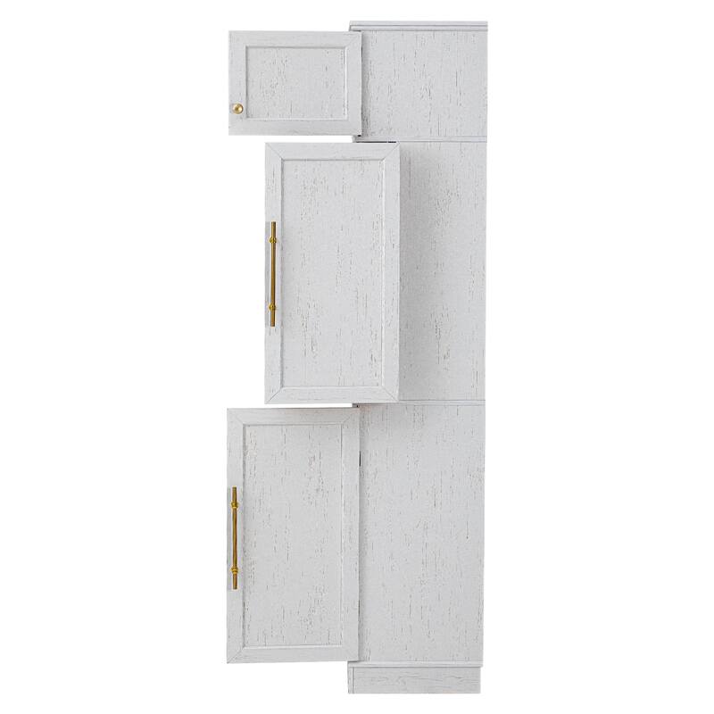 78.2" Kitchen Pantry Cabinet, Farmhouse Storage Cupboard with 8 Door Shelves, 4 Adjustable Shelves, Hidden Drawer & Wine Rack