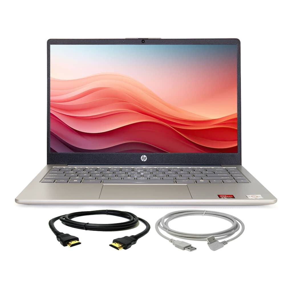 HP 14" HD Windows Laptop AMD Athlon 7120 - 4GB RAM, 128GB UFS (Moonlight Blue) + Cables