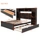 preview thumbnail 11 of 14, Queen Size Wooden Bed with Trundle, Cabinet, and Sockets, Espresso