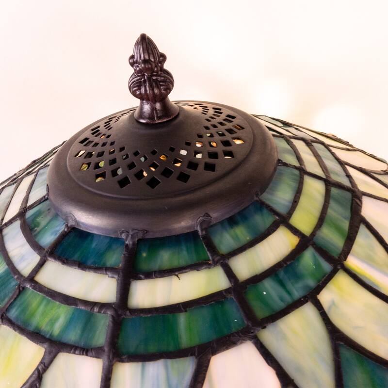 Tiffany Style Two-Light Table Lamp with Dragonfly Design
