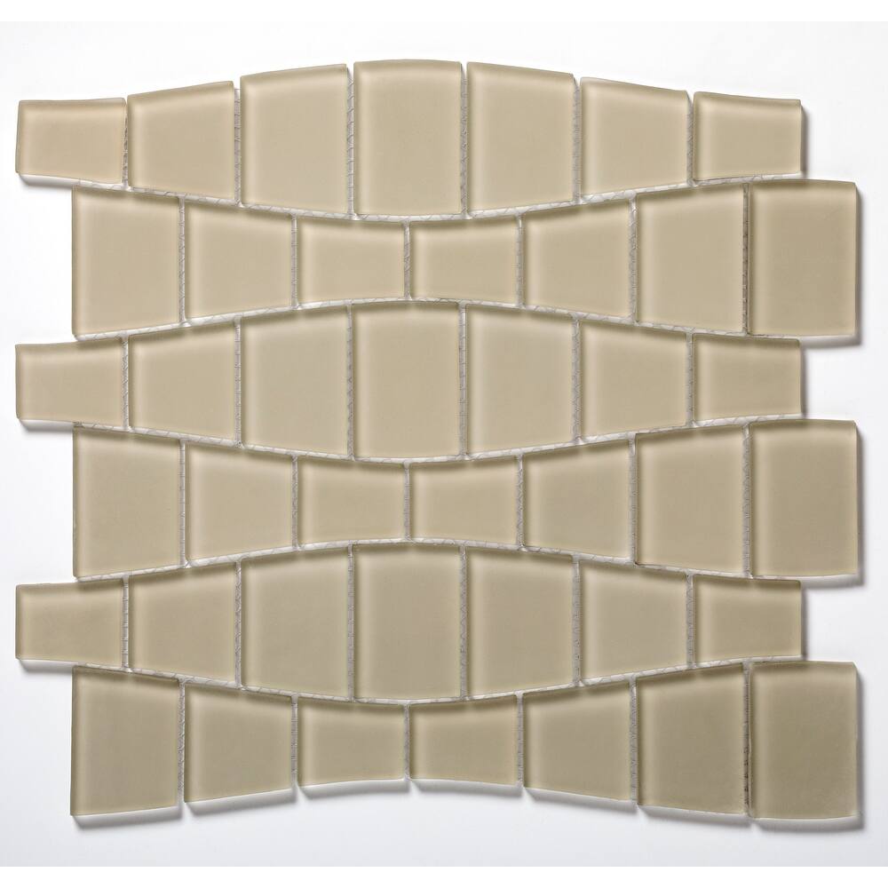 Ripple 11 in. x 12 in. Geometric Glass Mesh-Mounted Mosaic Wall Tile