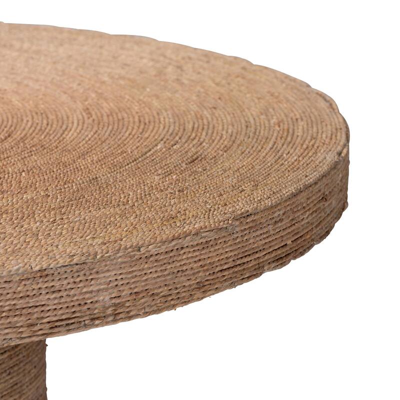 Bistra Modern Bohemian Natural Brown Seagrass and Wood Dining Table