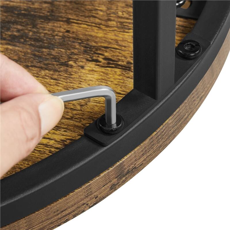 Yaheetech Rustic Nesting End Table with Round Wooden Tabletop Set