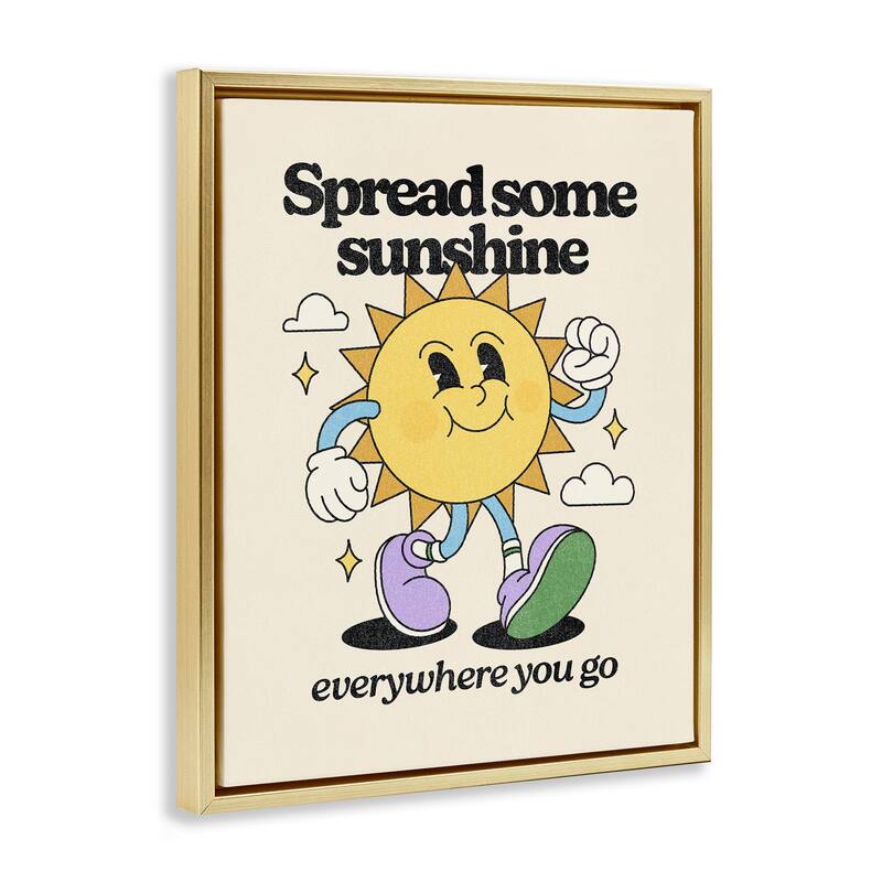 Stupell Retro Spread Some Sunshine Framed Floater Canvas Wall Art Design By Victoria Barnes