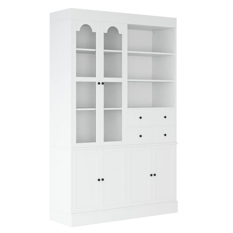 75" Freestanding Buffet with Hutch, Tall Kitchen Pantry Cabinet with Drawers, Shelves and Pull-out Trays for Maximized Storage