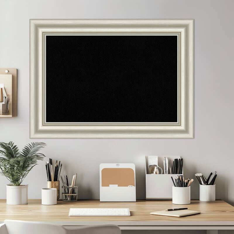 Sophia Silver Framed Cork Board - Bulletin Board, Organization Board, Pin Board
