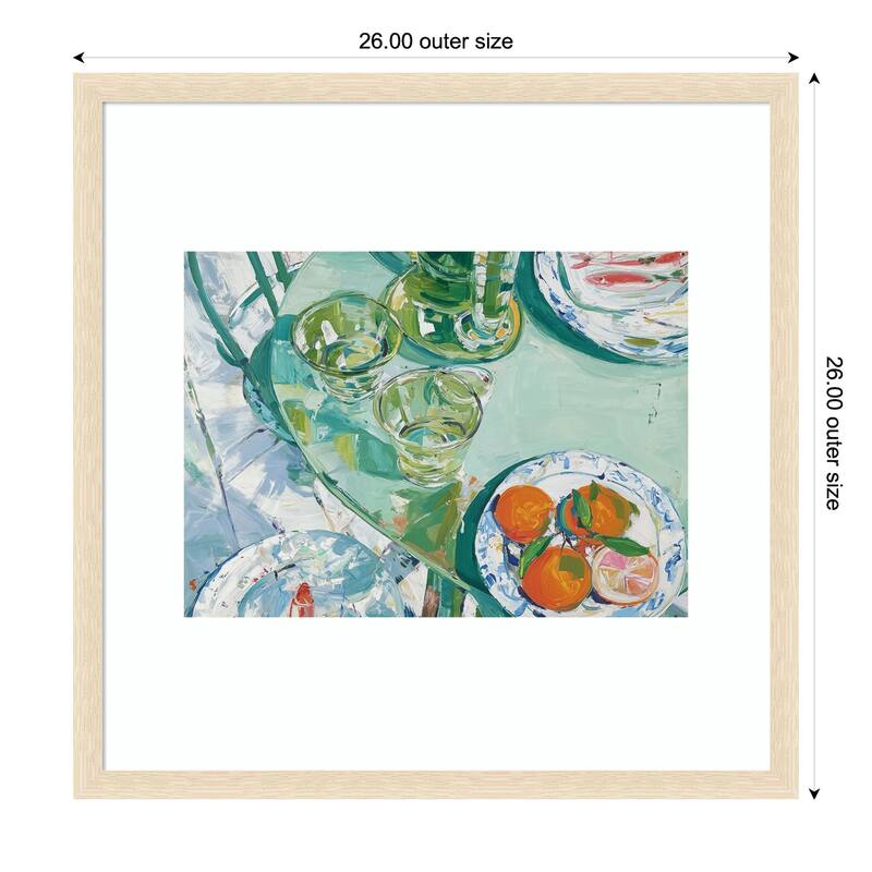 GreenTable No. 2 by Paula Freeman Wood Framed Wall Art Print - Brown - 26 x 26 in