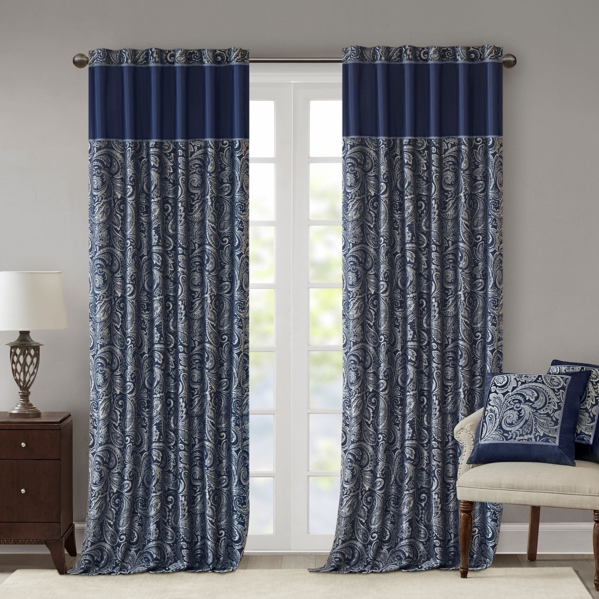 Madison Park Aubrey Jacquard Curtain Panel Pair