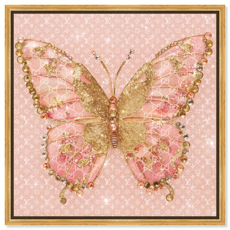 Glittering Elegant Butterfly Blush Canvas by Art Remedy - Gold - 16" x 16"