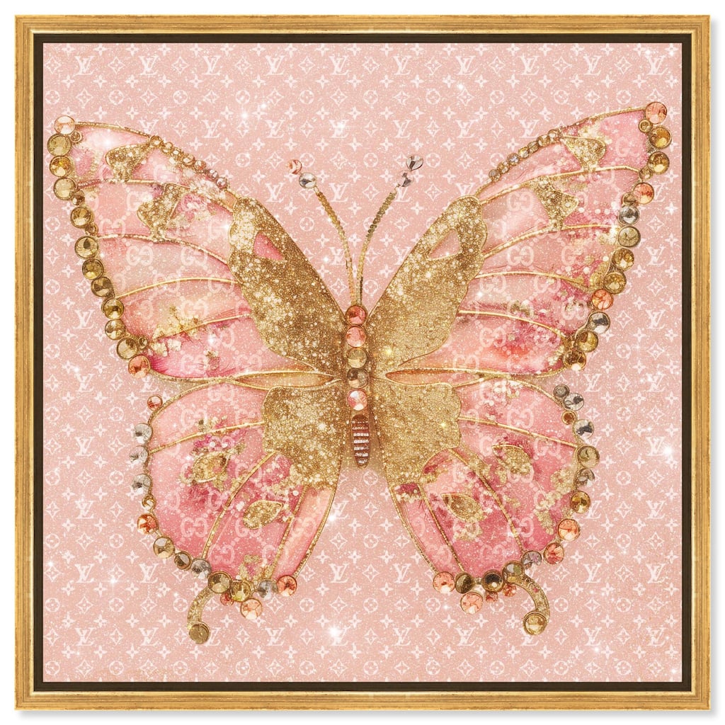 Glittering Elegant Butterfly Blush Canvas by Art Remedy