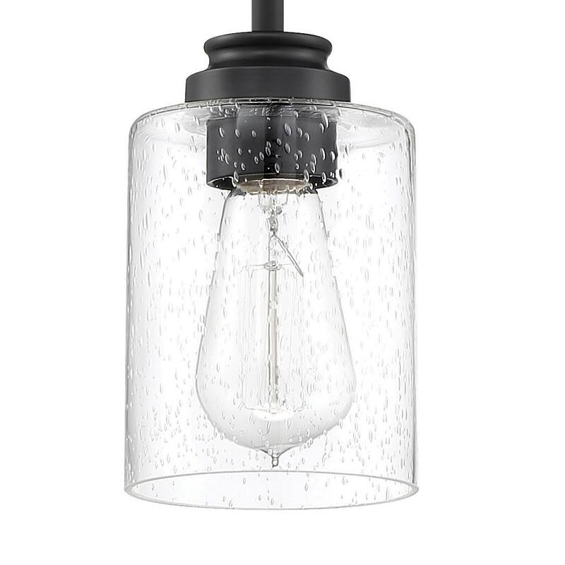 Craftmade Bolden 5" Wide Mini Pendant with Seedy Glass Shade - Flat Black