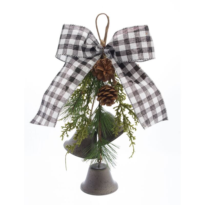 Pine and Bell Bow Drop (Set of 6)