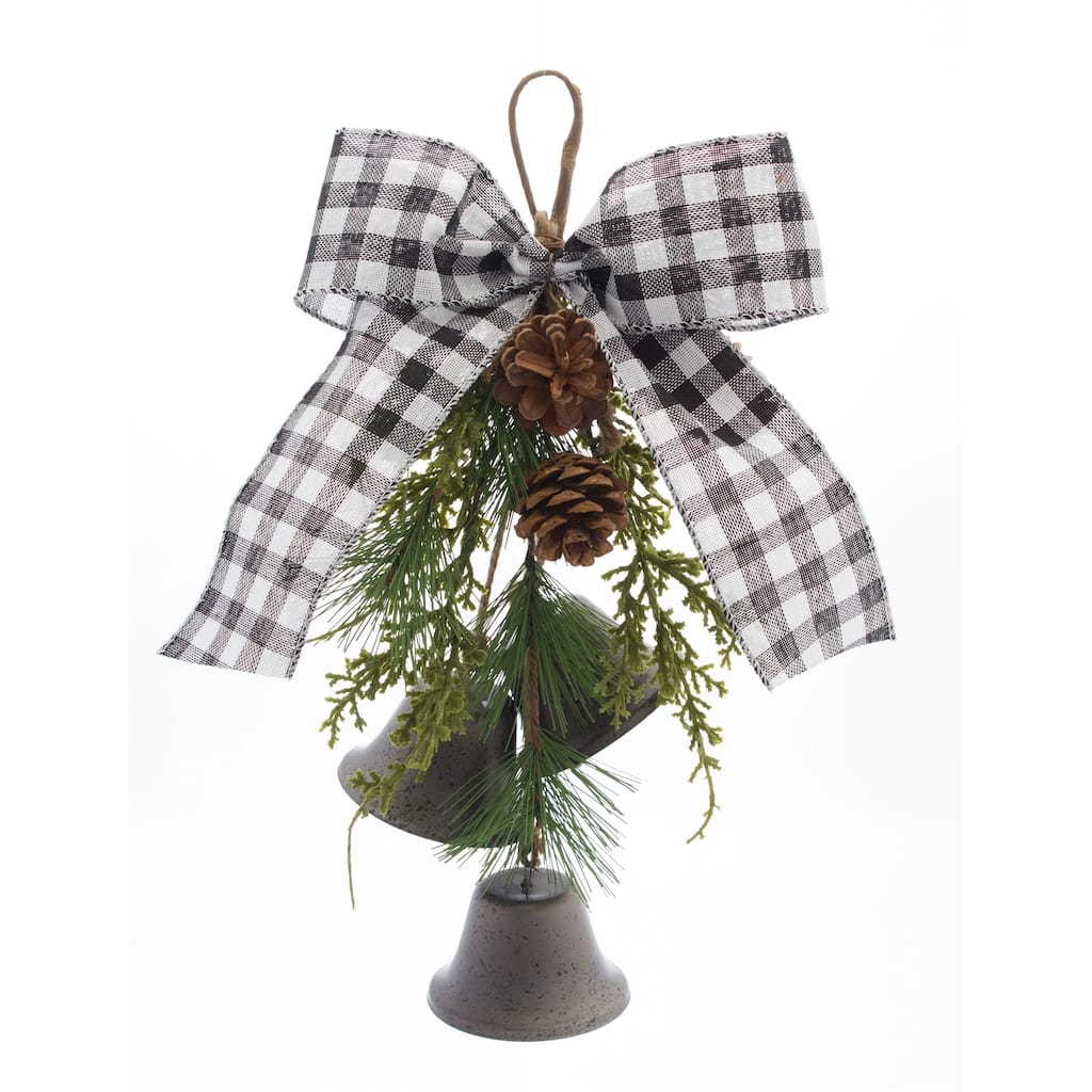 Pine and Bell Bow Drop (Set of 6)