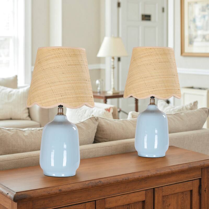 18.9" Ceramic LED Table Lamp, Living Room Lamps For End Tables