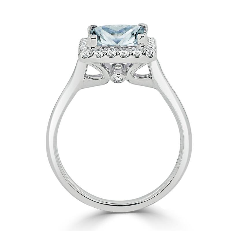 Auriya 1ct Princess-cut Aquamarine Halo Diamond Engagement Ring 1/3ctw 14k Gold