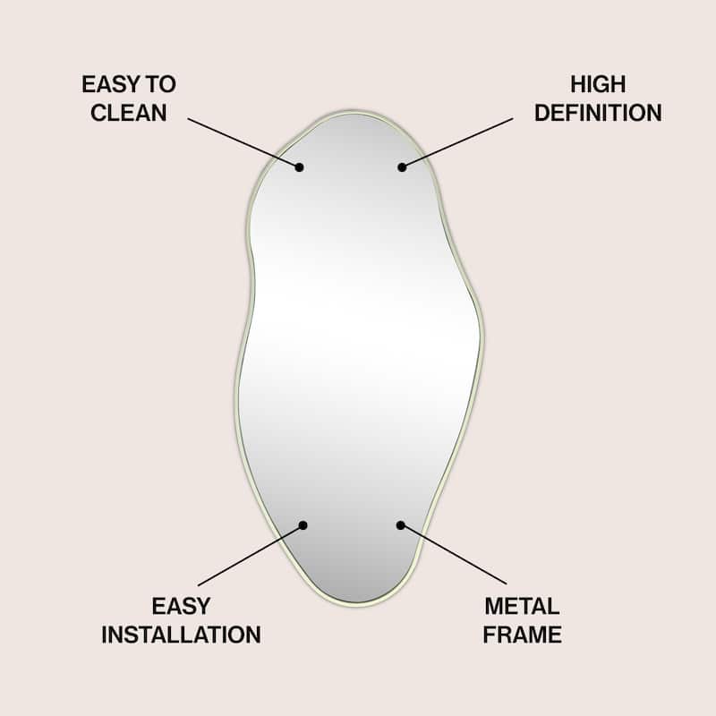 JONATHAN Y Large Irregular Framed Decorative Wall Mirror - 41.93 H x 19.88 W x 1 D