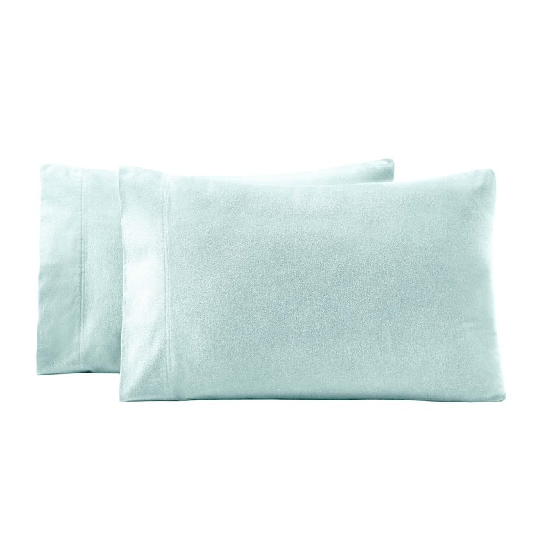 Superior Solid Flannel Cotton Fuzzy Pillowcases, Set of 2