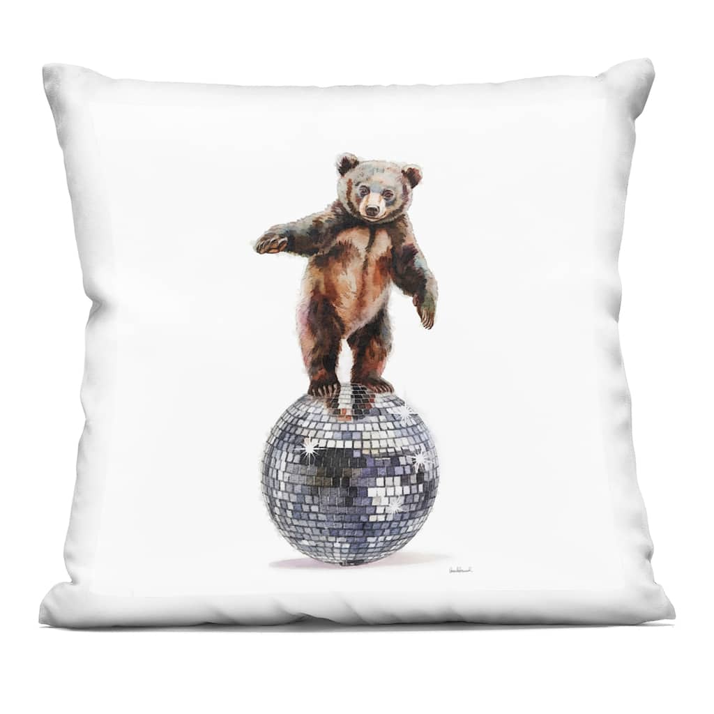 Stupell Bear Balancing on Disco Ball Decorative Printed Throw Pillow Design by Amanda Greenwood
