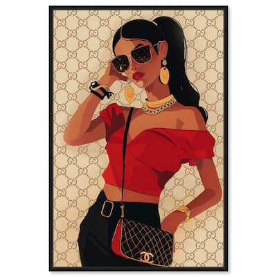 Her Stylish Red Look Canvas by Art Remedy