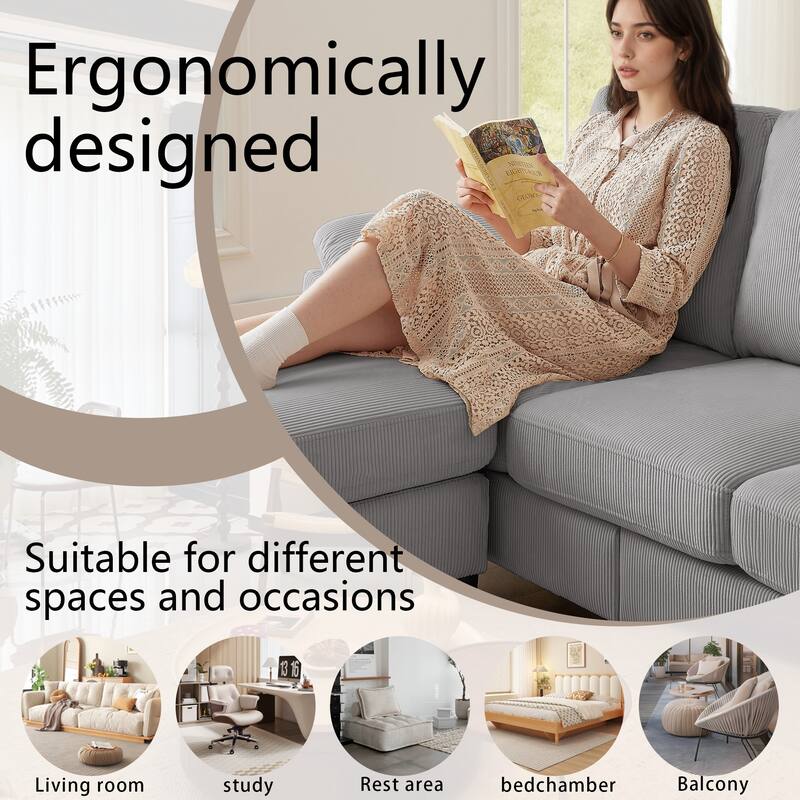 4 Pieces Corduroy Living Room Sets with Sofa, Ottoman and Loveseat