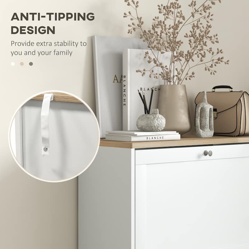 Narrow Shoe Storage Cabinet for Entryway with 3 Flip Drawers and Adjustable Shelves, Shoe Rack Organizer for 18 Pairs of Shoes